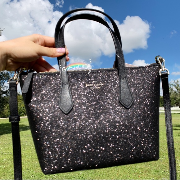 SALE‼️ Kate Spade Glitter Satchel black crossbody - Picture 2 of 5